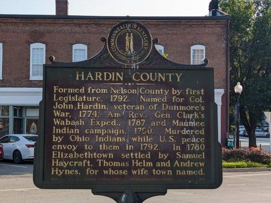 Hardin County Historical Marker, Elizabethtown