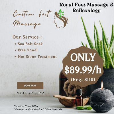 Royal Foot Massage & Reflexology
 1755 Central Park Dr #130, Steamboat Springs, CO 80487
 Call Us at 970-879-6362