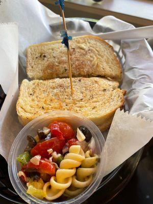 The Cuban panini and pasta salad