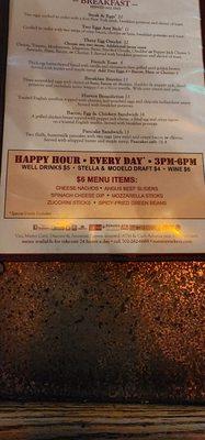 Happy hour menu Jan '24