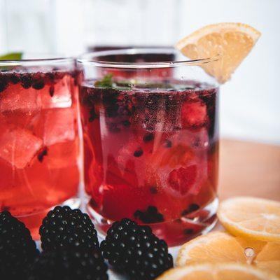 Black Berry Guarana'- A tart, bubbly Brazilian soda made with fresh blackberries and lemon juice