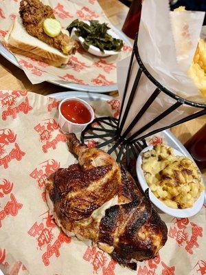 Half Rotisserie Chicken Plate with French Fries and Mac & Cheese