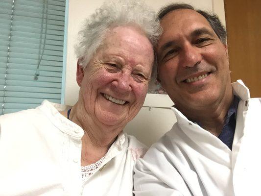 Dr. Abramson and Sister Rose 95 year old Sister of Mercy nun, ordained the year Dr. A was born, at office