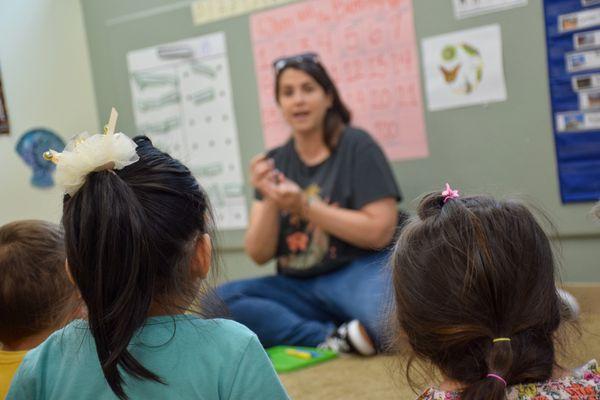 Kids learning in a classroom.