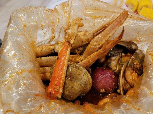 Crab Leg and shrimp combo with mussels.