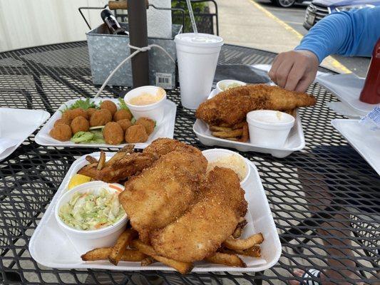 Fried Mushrooms, walleye, cod platters