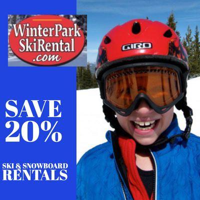 Save 20% Winter Park Ski and Snowboard rentals in Winter Park Colorado