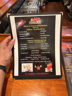 Drink menu