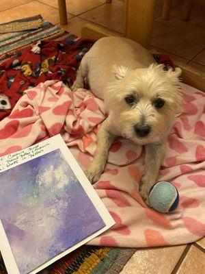 Charlie with his first artwork.