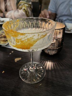 Whiskey and coconut cocktail with curry paint, so good!