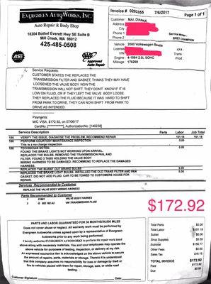 Receipt #2 regarding quote of repair cost with no evidence that this is the necessary repair.