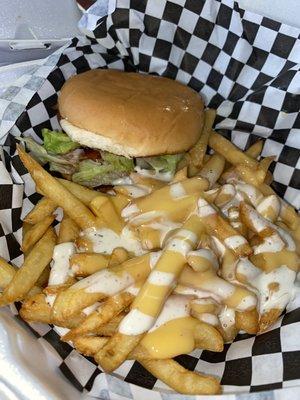 Teriyaki Grilled Chicken Sandwich with Cheesy Ranch Fries