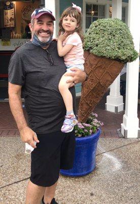 My dad and my little angel about to enjoy some ice cream!