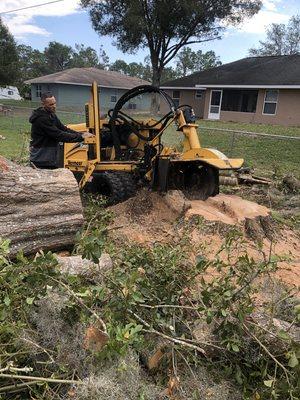 Grinding a large stump