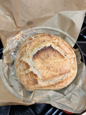 Rustic bread made in a Dutch oven