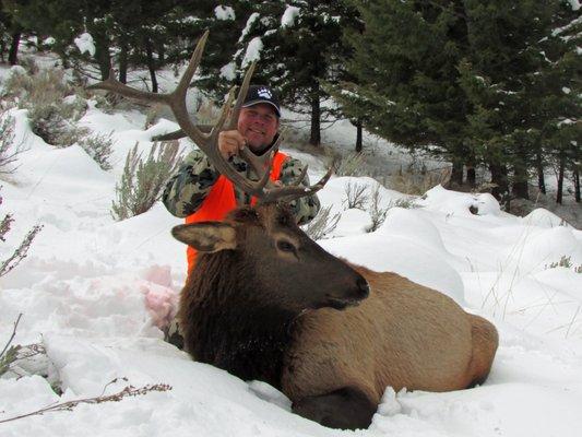 Ron Shaw (CO) harvests a nice bull elk with Stockton Outfitters during the 2017 rifle season.