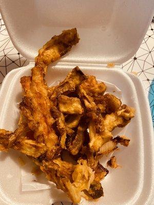 This is allegedly veggie tempura. It's just freaking nasty french fries.