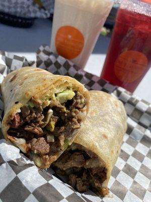 Burrito Don Hector - carne, cheese, Anaheim green chili, guacamole