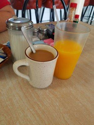 Fresh coffe and oj