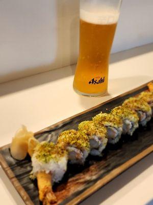 Crunch Shrimp Roll with Asahi Draft