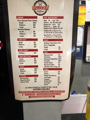 Updated menu prices 12/14