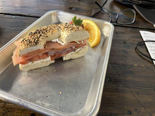 Lox and bagel sandwich