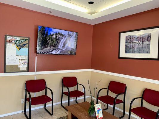 Updated Reception Area (warm color-block scheme brightens the office)