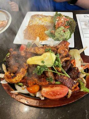 Fajitas with rice and beans