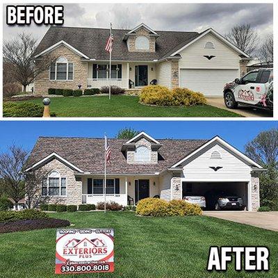 It's that time again! Makeover Monday with Exteriors Plus! #xplusmakeovers We adore the final look! This Norton, Ohio homeowner had our team