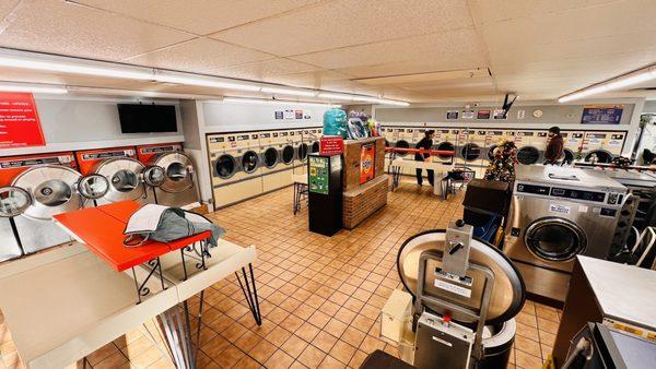 Half of this spacious laundromat