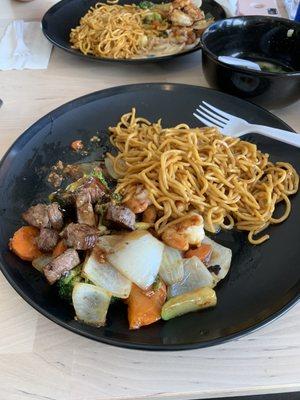 Lunch Hibachi Steak and Shrimp with Noodles