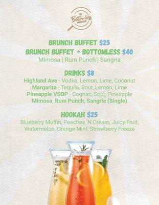 Add bottomless drinks onto any brunch buffet for only $15!