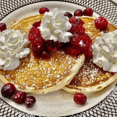 Fresh Cranberry Egg Nog Pancakes