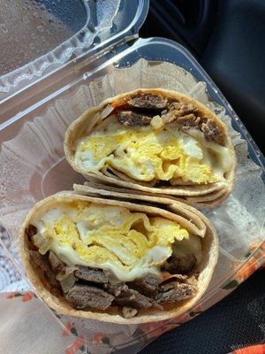 3. Steak, Pepper, Onion, Egg, Provolone Wrap