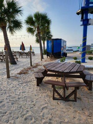 The beach view from sharkbite tableside.