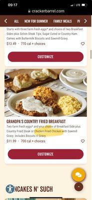 Clearly states on the breakfast menu that fried chicken is an option.