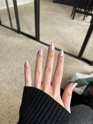 Pink chrome nails