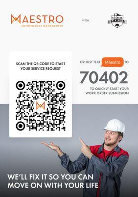 Scan the QR code to start your service request! It's that easy :)