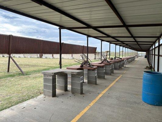 Some of the spots on the 100 yard range. Metal emplacements shield powerful rounds from reaching too far past backstop.