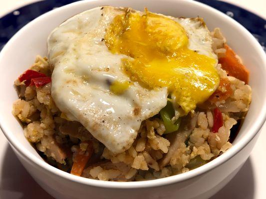 Teriyaki Chicken Fried Rice with Egg on top