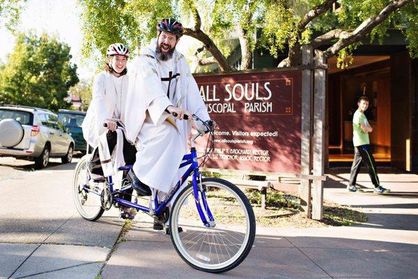 It's normal for priests to ride tandems, right?