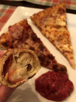 Hawaiian Pizza, Meat Lovers, and a Pepperoni Roll