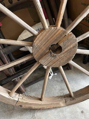 Broken wooden wheel