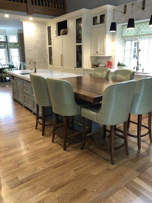 Custom Made Barstools in leather with leather trim