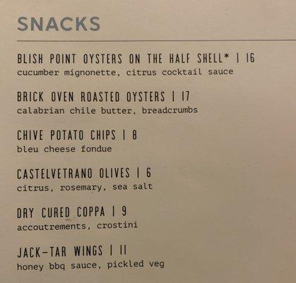 Small bite menu