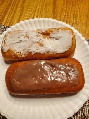 Long John Custard Filled Donuts with two different Frostings from Zerilli's on National Cream Filled Donut Day.  SEE JAMES?  9/14/2024