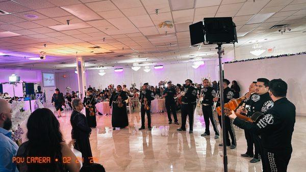 Mariachi singing to her on her 80th