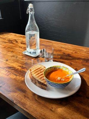 1/2 Grilled cheese ( I ate the other) and tomato soup side.