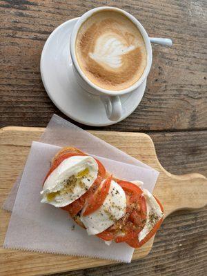 Bruschetta Caprese - Regular Price and Cappuccino - Large Cappuccino