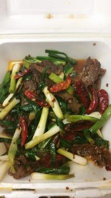 Mongolian beef (requested without white onions)